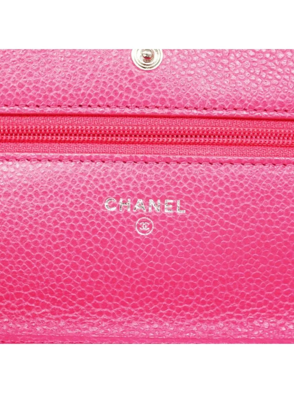 Chanel Wallet on Chain Quilted Caviar Leather Pink Silver Shoulder Bag